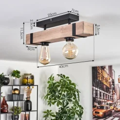 hofstein Plafonnier Montgomery Écru, Noir, 2 lumières