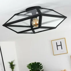 hofstein Plafonnier Moraira Noir, 1 lumière