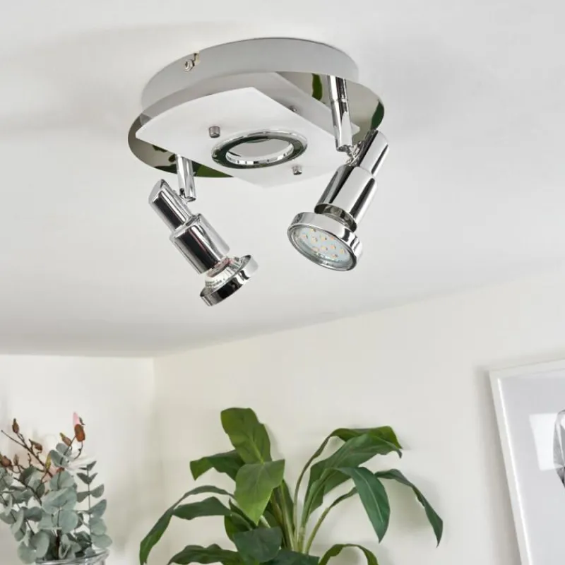 hofstein Plafonnier Morges LED Chrome, Nickel mat, 2 lumières