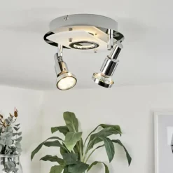 hofstein Plafonnier Morges LED Chrome, Nickel mat, 2 lumières