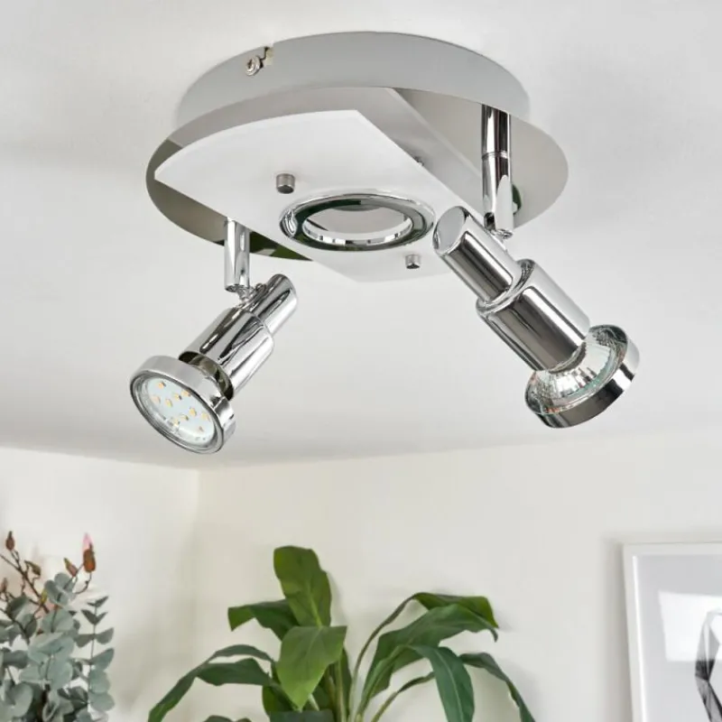 hofstein Plafonnier Morges LED Chrome, Nickel mat, 2 lumières