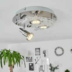 hofstein Plafonnier Morges LED Chrome, Blanc, 3 lumières