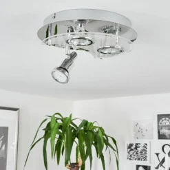 hofstein Plafonnier Morges LED Chrome, Blanc, 3 lumières