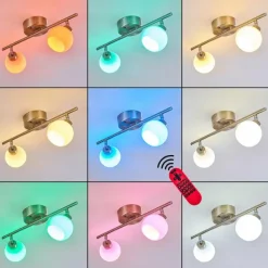 hofstein Plafonnier Motala LED Nickel mat, 2 lumières, Télécommandes, Changeur de couleurs