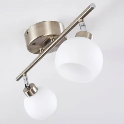 hofstein Plafonnier Motala LED Nickel mat, 2 lumières, Télécommandes, Changeur de couleurs