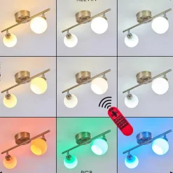 hofstein Plafonnier Motala LED Nickel mat, 2 lumières, Télécommandes, Changeur de couleurs