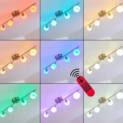 hofstein Plafonnier Motala LED Nickel mat, 4 lumières, Télécommandes, Changeur de couleurs