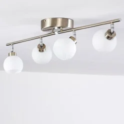 hofstein Plafonnier Motala LED Nickel mat, 4 lumières, Télécommandes, Changeur de couleurs