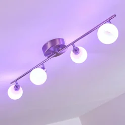 hofstein Plafonnier Motala LED Nickel mat, 4 lumières, Télécommandes, Changeur de couleurs