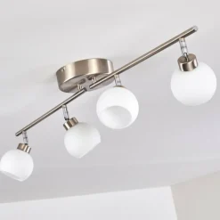 hofstein Plafonnier Motala LED Nickel mat, 4 lumières, Télécommandes, Changeur de couleurs