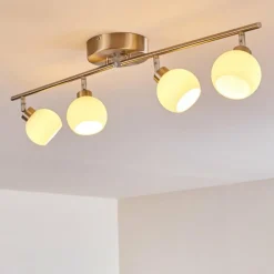 hofstein Plafonnier Motala LED Nickel mat, 4 lumières, Télécommandes, Changeur de couleurs