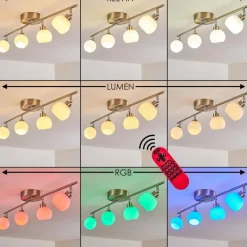 hofstein Plafonnier Motala LED Nickel mat, 4 lumières, Télécommandes, Changeur de couleurs