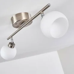 hofstein Plafonnier Motala LED Nickel mat, 2 lumières, Télécommandes, Changeur de couleurs