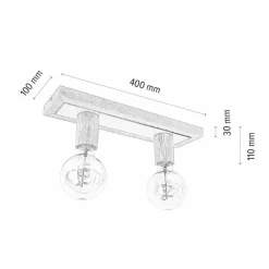 Lampes En Bois-hofstein Plafonnier Mugueta Bois clair, 2 lumières