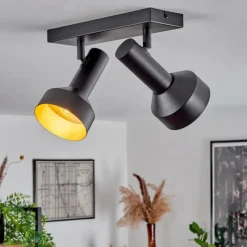 Lampes Dorées-hofstein Plafonnier Musko Noir, 2 lumières