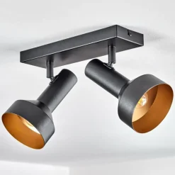 Lampes Dorées-hofstein Plafonnier Musko Noir, 2 lumières