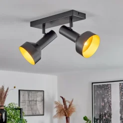 Lampes Dorées-hofstein Plafonnier Musko Noir, 2 lumières