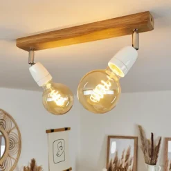 Lampes Vintages & Rétros-hofstein Plafonnier Musland Brun, Chrome, 2 lumières