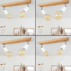 Lampes Vintages & Rétros-hofstein Plafonnier Musland Brun, Chrome, 2 lumières