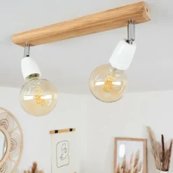 Lampes Vintages & Rétros-hofstein Plafonnier Musland Brun, Chrome, 2 lumières