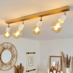 hofstein Plafonnier Musland Brun, Chrome, 4 lumières