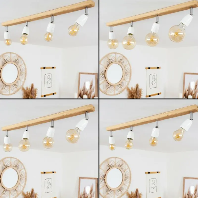 hofstein Plafonnier Musland Brun, Chrome, 4 lumières