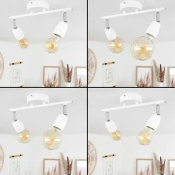 hofstein Plafonnier Musland Chrome, Blanc, 2 lumières* Spots Et Projecteurs