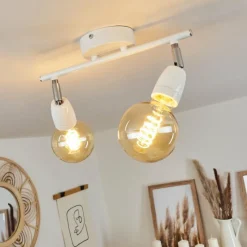 hofstein Plafonnier Musland Chrome, Blanc, 2 lumières* Spots Et Projecteurs