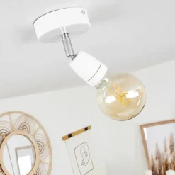 hofstein Plafonnier Musland Chrome, Blanc, 1 lumière* Spots Et Projecteurs