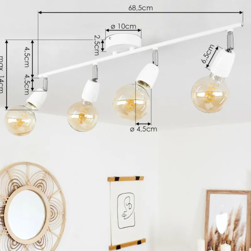 hofstein Plafonnier Musland Chrome, Blanc, 4 lumières* Spots Et Projecteurs