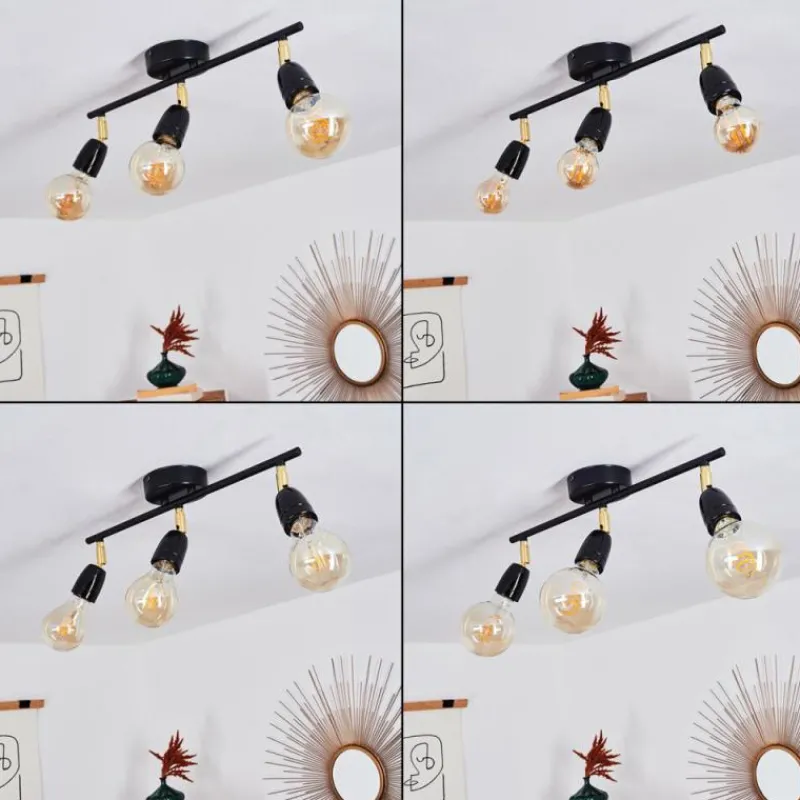 Lampes Dorées-hofstein Plafonnier Musland Or, Noir, 3 lumières