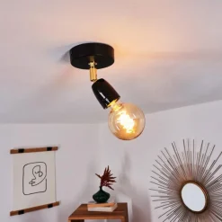 Lampes Dorées-hofstein Plafonnier Musland Or, Noir, 1 lumière