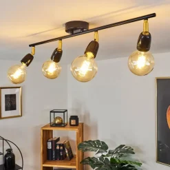 Lampes Dorées-hofstein Plafonnier Musland Or, Noir, 4 lumières