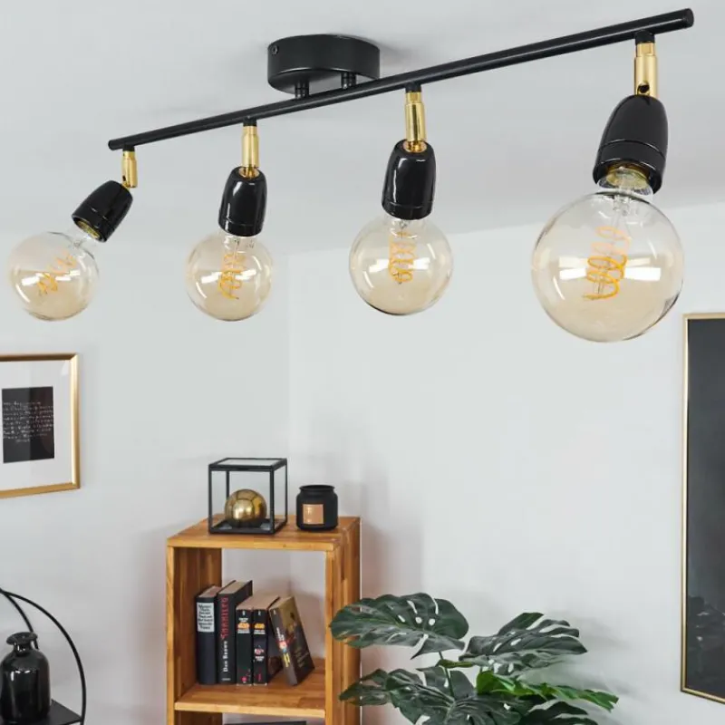 Lampes Dorées-hofstein Plafonnier Musland Or, Noir, 4 lumières