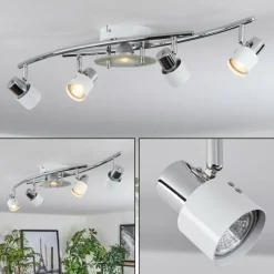 hofstein Plafonnier Naalisvaara Chrome, Blanc, 5 lumières