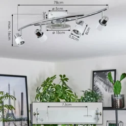 hofstein Plafonnier Naalisvaara Chrome, Blanc, 5 lumières