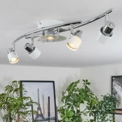 hofstein Plafonnier Naalisvaara Chrome, Blanc, 5 lumières