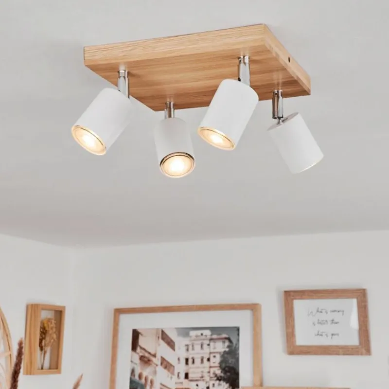 Luminaires Scandinaves-hofstein Plafonnier Nazca Chrome, Écru, 4 lumières