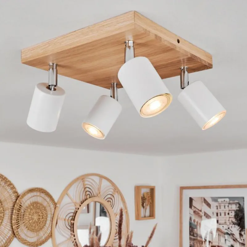 Luminaires Scandinaves-hofstein Plafonnier Nazca Chrome, Écru, 4 lumières