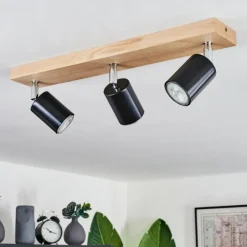 Lampes En Bois-hofstein Plafonnier Nazca Écru, 3 lumières