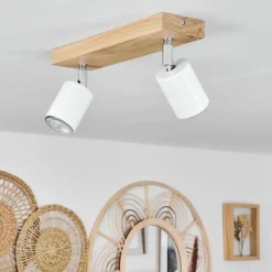 Lampes En Bois-hofstein Plafonnier Nazca Écru, 2 lumières