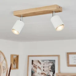 Lampes En Bois-hofstein Plafonnier Nazca Écru, 2 lumières
