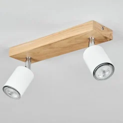 Lampes En Bois-hofstein Plafonnier Nazca Écru, 2 lumières