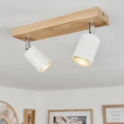 Lampes En Bois-hofstein Plafonnier Nazca Écru, 2 lumières