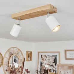 Lampes En Bois-hofstein Plafonnier Nazca Écru, 2 lumières