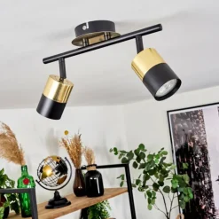 hofstein Plafonnier Neftenbach Laiton, Noir, 2 lumières* Spots Et Projecteurs