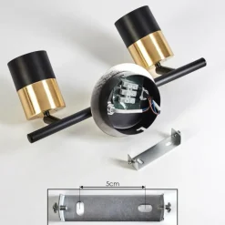 hofstein Plafonnier Neftenbach Laiton, Noir, 2 lumières* Spots Et Projecteurs