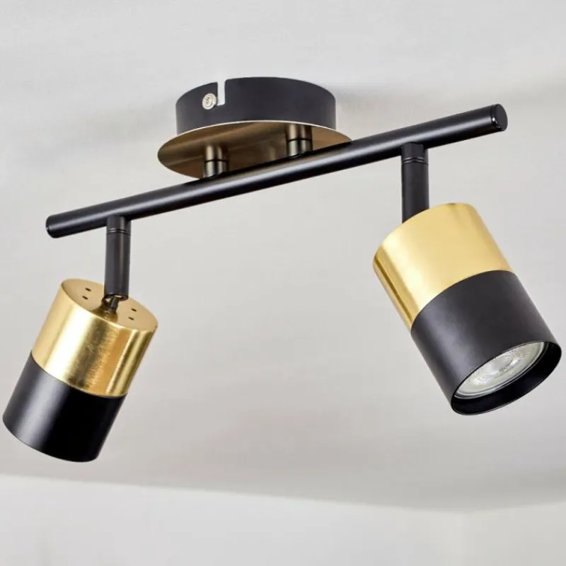 hofstein Plafonnier Neftenbach Laiton, Noir, 2 lumières* Spots Et Projecteurs