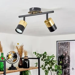 hofstein Plafonnier Neftenbach Laiton, Noir, 2 lumières* Spots Et Projecteurs