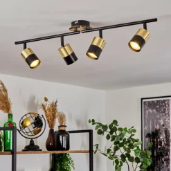 hofstein Plafonnier Neftenbach Laiton, Noir, 4 lumières